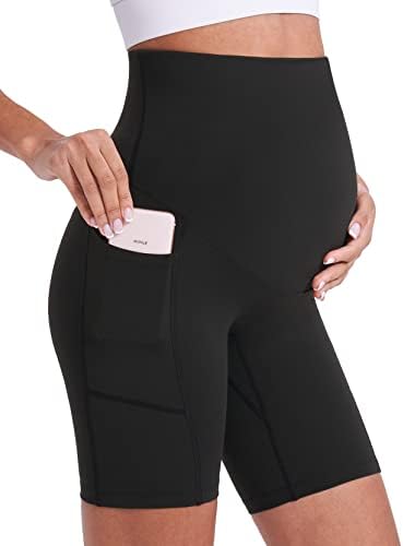 Enerful Дамски къси Панталони За Йога за бременни, Покриващи Корема, Удобни Байкерские Шорти за Активни тренировки, къси Панталони