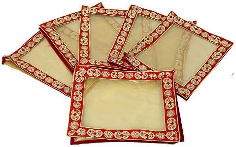 Калъф за сари BBRATS От прозрачен материал с граница Gota, Комплект от 3 теми (височина 3 инча) (подарък от сватбена колекция)