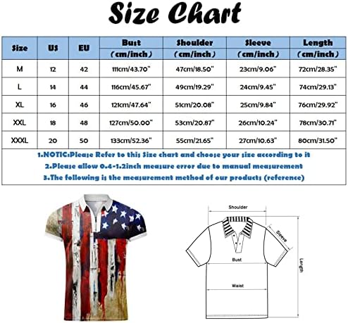 BEUU Патриотични Мъжки Ризи Топка За Голф, Блузи с Къс ръкав под Американското Знаме от 4 юли, Годишна Работна Тениска С яка с цип