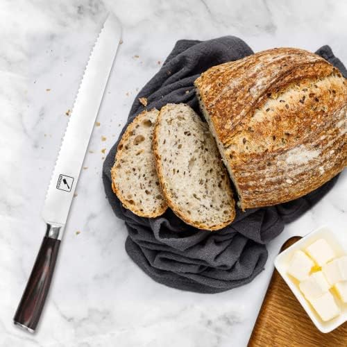 Нож за хляб imarku, Професионален Нож за Нарязване на хляб от Немска Високо от Неръждаема Стомана, 10-Инчов Нож за Торта с Зазубренными Ръбове, Хлеборезка за домашно Хру
