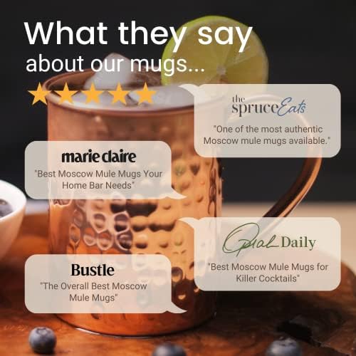 Модерна миксология [Подаръчен комплект] Чаши Moscow Mule - Чаши от чиста мед, 16 унции, Комплект от 4 Стилни дизайнерски чаши