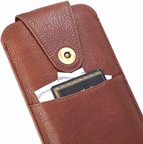 TKFDC Калъф-клипса за телефон от естествена кожа, Поясная чанта, Мъжка чанта за карта с цип, чанта-кобур (Цвят: E, размер: 5,2-6,1
