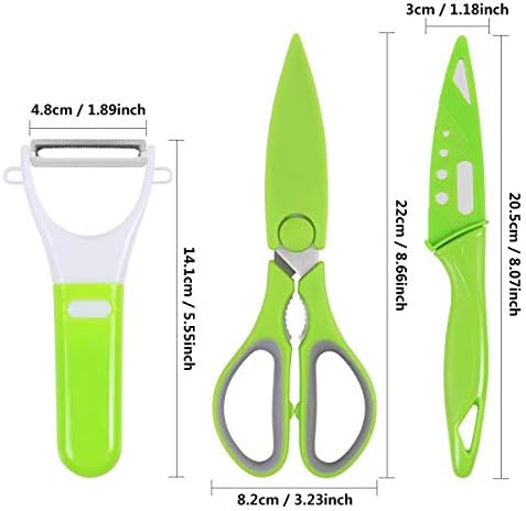 Annomor Комплект Кухненски ножици от 3 теми, Многофункционални Ультраострые Кухненски Ножици от Неръждаема Стомана и Нож за почистване
