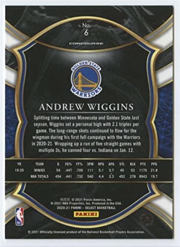 2020-21 Панини Select Blue 6 Андрю Уигинс Зала Голдън Стейт Уориърс Баскетболно карта НБА