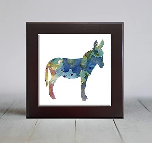 Декоративни плочки Donkey Blue с абстрактна акварел (6 X 6 в рамка)