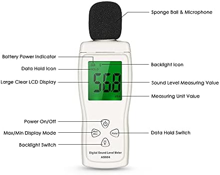UOEIDOSB Мини Цифров Измерител на Нивото на звука с LCD дисплей Шумомер Уред За измерване на шума Тестер Децибела