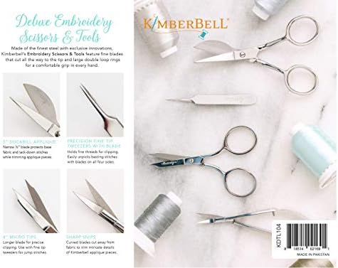 Ножици и инструменти за бродиране Kimberbell Deluxe - Комплект от 4 части, изработени от неръждаема стомана, включва: 5-инчов приложението под формата на птицечовка, точност