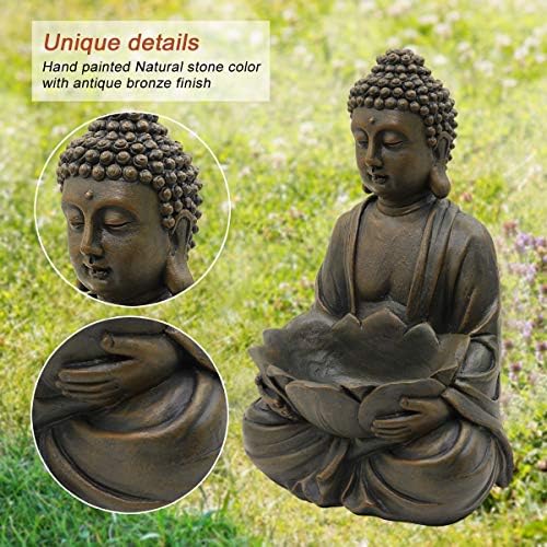 Статуетка Медитира Буда Goodeco 12 инча - Zen Garden Буда Sculpture w/ Lotus-Вътрешен / Външен Декор за дома /градина-с Магическо