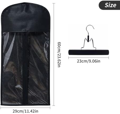 Чанта за съхранение на перуки WSNB от 3 теми, сгъваема чанта за съхранение на перуки с дървена закачалка, пылезащитная преносим чанта за съхранение