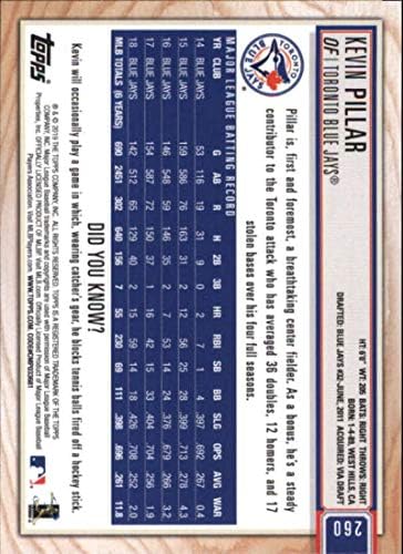 2019 Злато Висша лига Topps 260 Бейзболна картичка Кевин Пиллара Торонто Блу Джейс МЕЙДЖЪР лийг бейзбол