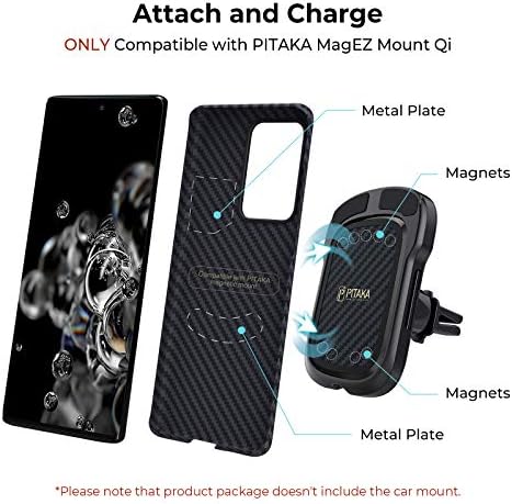 Магнитен калъф PITAKA за Samsung Galaxy S20 Ultra 6,9 инча [MagEZ Case] Здрав калъф от Арамидни влакна Slim Fit от въглеродни влакна-Черно