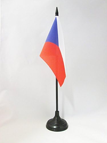 AZ FLAG Тенис на Флаг на Чешката Република, 4 x 6 - Чешки Тенис на Флаг 15 x 10 см - Черна Пластмасова Пръчка и Основата на