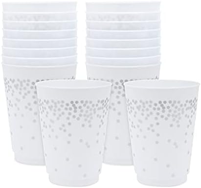 Пластмасови празнични чаши в сребро грах за възрастни (16 унция, 16 опаковки)