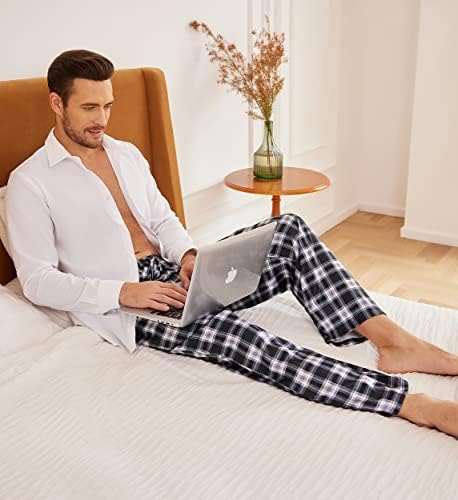 Ekouaer / Мъжки Пижамные панталони от Копринен сатен, Меки и Дълги Панталони за сън, Пижамные панталони за почивка с джобове