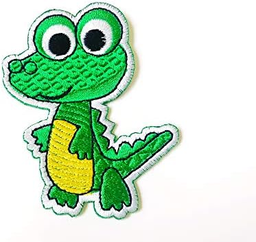 Малък Зелен Крокодил, Сладък Cartoony Лого, Бродирана Апликация, Пришитая Желязо Нашивка за Шапки, Якета, Чанти, Дънки, Тениски,