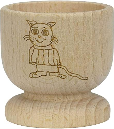 Дървена чаша за яйца Котка в пуловер (EC00023308)