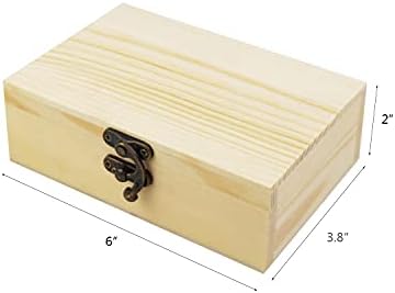 4 Опаковки Недовършена Дървена Кутия с Панти капак, Неокрашенная Дървена Кутия за Бродерия, Малка и Голяма Дървена кутия за Подарък Кутия