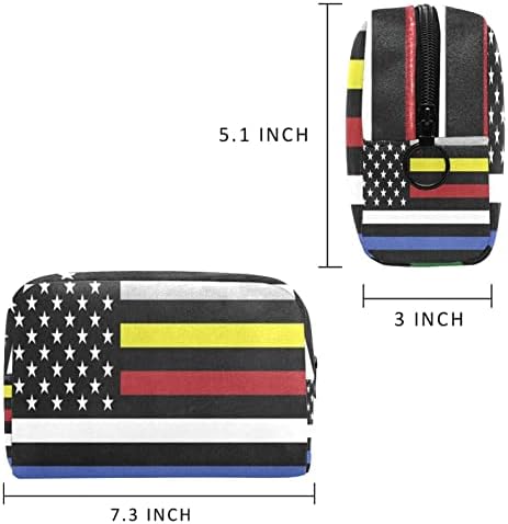 Чанта за Тоалетни Принадлежности, Пътни Косметичка за Грим за Жени, Мъже, Флаг на САЩ Америка с Цветни Линии