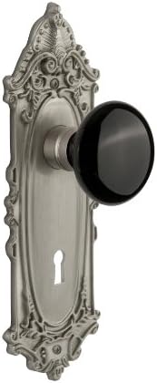 Ностальгическая Складовата Викторианската Чиния с дръжка от Черен Порцелан със Замочной дупка, Врезная - 2,25 инча, Сатинированный Никел