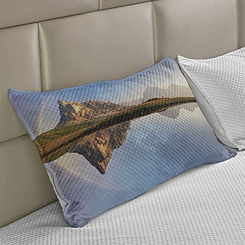 Калъфка за възглавница от стеганого одеяла с гледката Ambesonne, Отражение на Дъгата над Планинско езеро с Прозрачна вода, Снимка Мечтательных