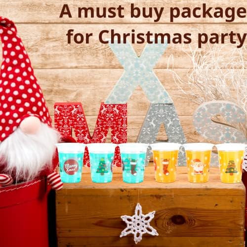 Aatriet 12 унции Merry Christmas Party Cups (30 броя) – за Еднократна употреба Прозрачни Пластмасови Чаши Весела Коледа за украса на