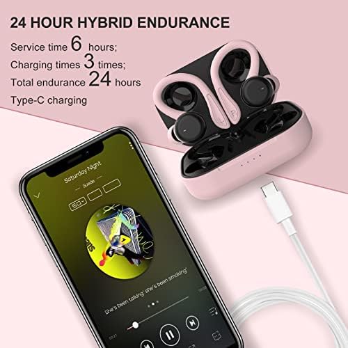 Розови Режийни Безжични слушалки с заушниками Bluetooth-слушалки с заушником За тренировки, Бягане, спорт, Водоустойчиви слушалки, Малки Мини слушалки, Шумоподавляюща?