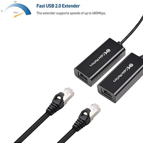 Кабелен удължител USB Over Ethernet с адаптер за захранването - Пълна поддръжка на USB 2.0 клавиатура, мишка, уеб камера и много