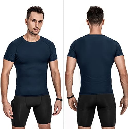 Мъжки Компресия Ризи Niksa, 3 опаковки, Спортни Компресия Блузи с Къс ръкав, на Хладно Сухо Тренировочная Тениска
