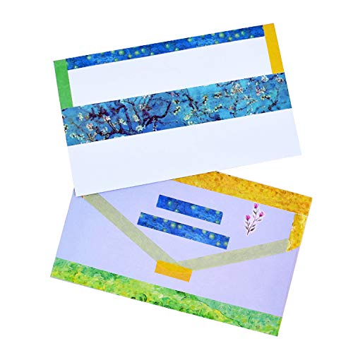 Набор от лепило ленти DAPUTOU Washi от 12 Ролки, Декоративни Зелени Листа на Ван Гог, Звездна Нощ, Цвете Синьо-Жълти Комплекти Лепило Ленти