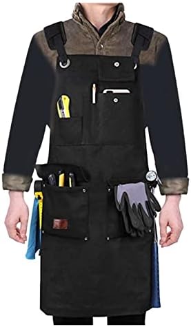 Професионален Платно Регулируема работна Престилка с джобове за инструменти и пресичащи се отзад ремъци (Цвят: A, Размер: (25,78x31,10 инча))