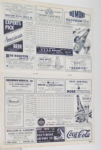 Бейзболна програма 1949 Балтимор Рочестър Ex/MT 89266b51 - Програма колежи