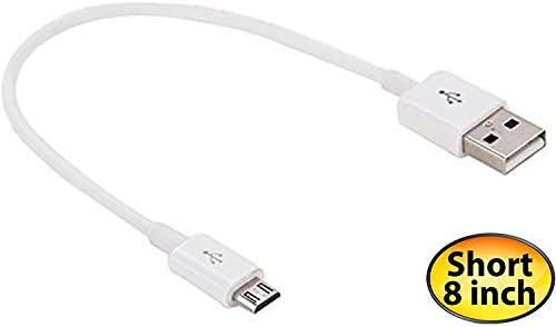 Къс microUSB кабел, съвместим с Samsung L520, осигурява високоскоростен зареждане. (1 бяло, 20, см 8 инча)