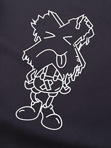 Якета QYIQU за мъже - Мъжки яке копчета с анимационни модел отпред (Цвят: черен Размер: X-Large)