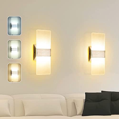 CANMEIJIA Стенни лампи за Осветление на Хола Led осветление Стена Комплект от 2 Акрилни Сребрист 3000 До/От 5000 До/6500 До 3 Цветови