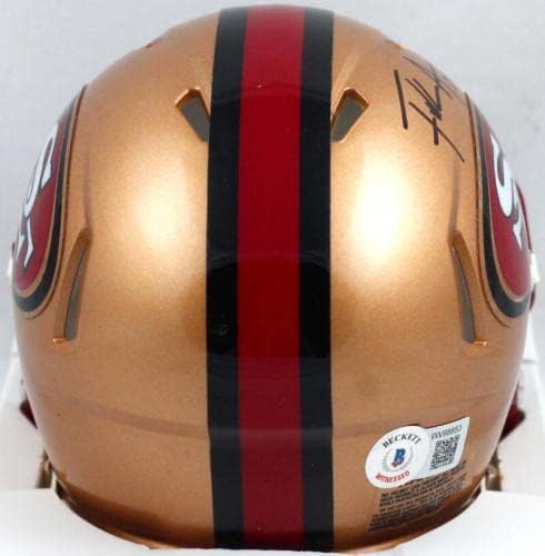 Мини-Каска San Francisco 49ers 96-08 Speed с автограф на Франк Планина -BeckettW Holo - Мини-Каски NFL с автограф