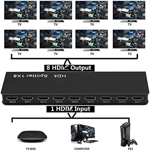 JAHH HDMI Splitter най-Добрите сделки Ultra HD 8 пристанища 1 в 8 изхода 1x8 HDMI Splitter Аудио Видео 1080P HD 3D HDTV на DVD