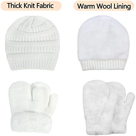 Muryobao/ Комплект Трикотажни зимни шапки за малки момичета И Момчета, Ръкавици с Топла Руното облицовка, Шапка с Череп, Ръкавици,
