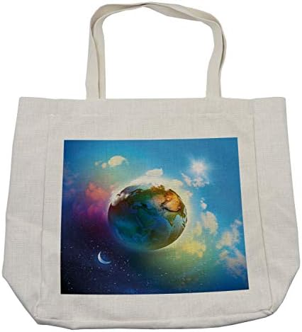 Пазарска чанта Ambesonne Earth, с изображение на космическия пейзаж на Земята в най-различни цветове, с участието на атмосферата Зачарованного Космоса, Дългогодишна чант?
