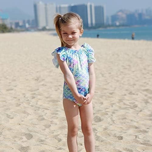 Момче Момиче Детски Яка Русалка Риби, Везни Бански Едно Парче Бански За Плуване Sunsuit