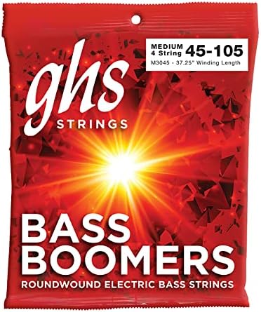 GHS Strings M3045 4-Струнни Бас Поколението, Никелированные Електрически Бас струни, най-Дългата гама, Средна (0,045-0,105)