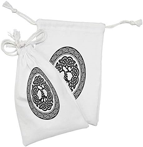 Комплект от 2 Чанти от селтик тъкан Ambesonne, Модерен дизайн селтик Дървото на живота Ирландия Началото на Възраждането, Малка Чанта