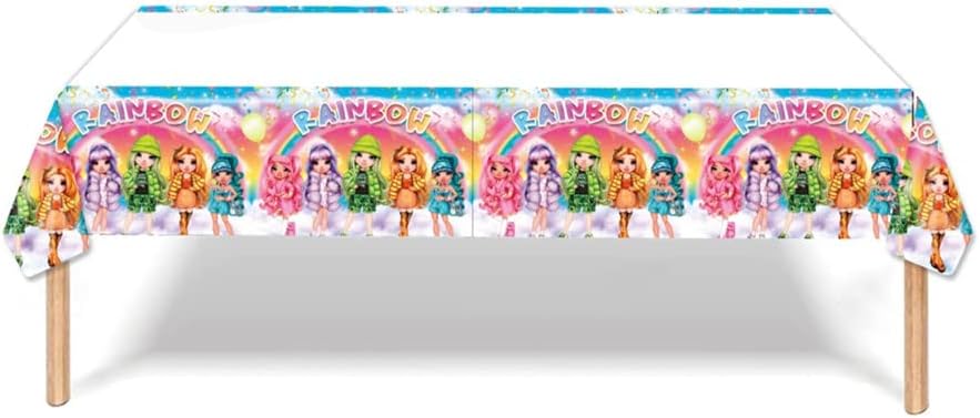 Пластмасова покривка от 2 теми за парти в чест на рождения ден на Rainbow High Dolls, еднократно покритие за плот 70 x 42
