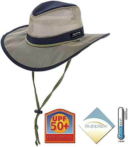 Солнцезащитная шапка Safari вкара с корона, Голф 3 инча, Регулируем кабел за брадичката, Защита от слънцето UPF (SPF) 50+