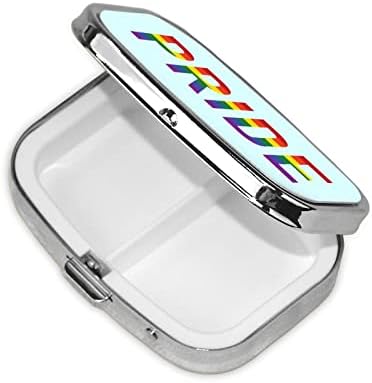 Гей Дъгова Гордостта на ЛГБТ Квадратна Мини-Кутия За Хапчета Метален Органайзер За Лекарства Удобен За Пътуване Преносим Калъф За Хапчета