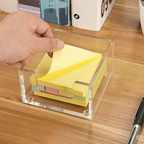 Esonmark Sticky Note Holder Прозрачна Акрилна държач за бележки 3,9 x 3,9х 2,3 за организиране на работния плот Office Home,