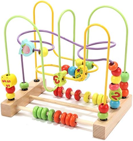 Wondertoys Играчка Лабиринт от Топчета за деца, Дървени Цветни Сметало, Влакче в увеселителен парк, Забавни Играчки-Кръгове