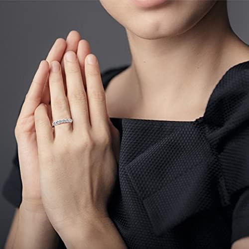 2023 Ново Годежен Женски Пръстен Принцеса с Цирконии и диамантен пръстен, Персонални Пръстени, Рейв-пръстен (Сребро, 7)