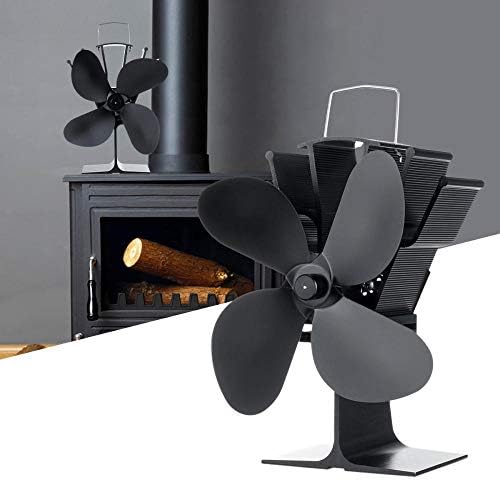 MIFOR YYYSHOPP 4 Остриета на Черно нафта за отопление Вентилатор с Температурен Монитор Камина, Вентилатор За Дърва на Топлинна