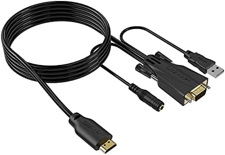 Конвертор Кабел адаптер MT-VAL HDMI-VGA конектор USB и аудиоразъемом 3,5 мм, адаптер HDMI-VGA 15 фута / 4,5 м