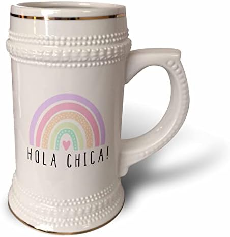 3dRose Hola Chica - Здравейте Момиче на испански, Сладък Цветна Дъга Здравейте ... - Чаша за стейна на 22 унция (stn-362995-1)
